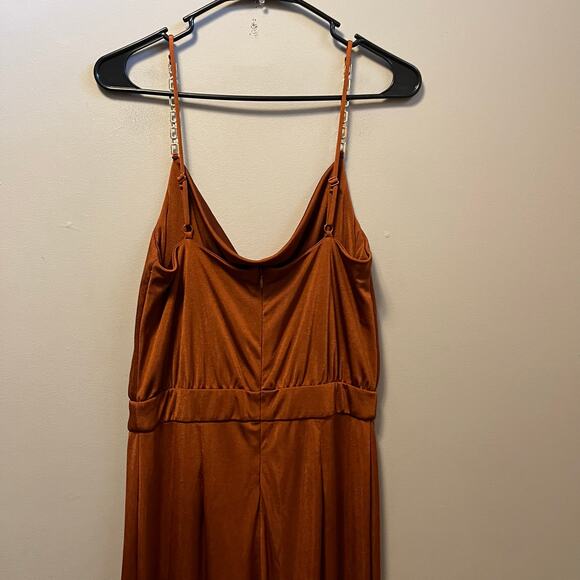 Jason Wu Emmett Burnt Orange Rhinestone Cowl Neck Jumpsuit Size Medium - Picture 7 of 7